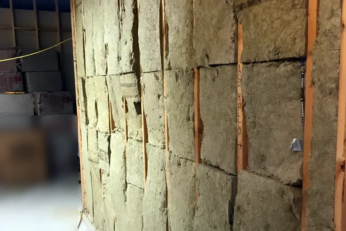 Typisches Bild: Dämmstoff in einer geöffneten Wand